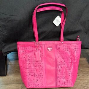 Coach Fuchsia Perforated Tote